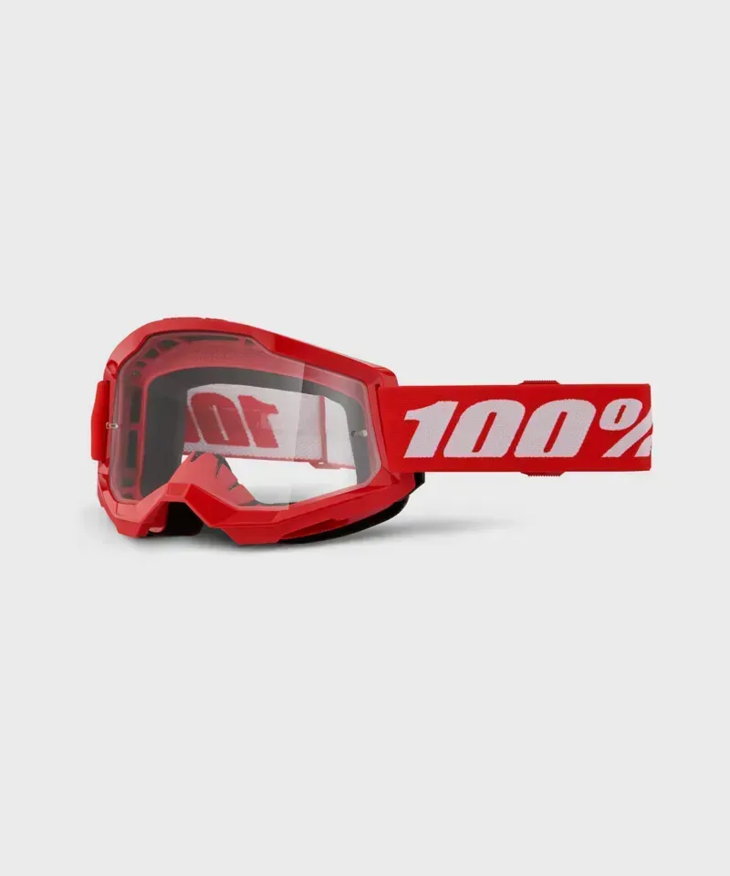 100% Strata 2 Clear Lens Goggles in Red