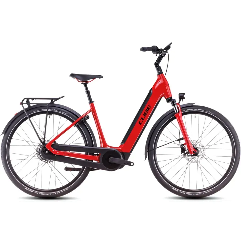 Cube Supreme Hybrid Comfort Pro 500 EE Electric Bike in Fire Red/Black