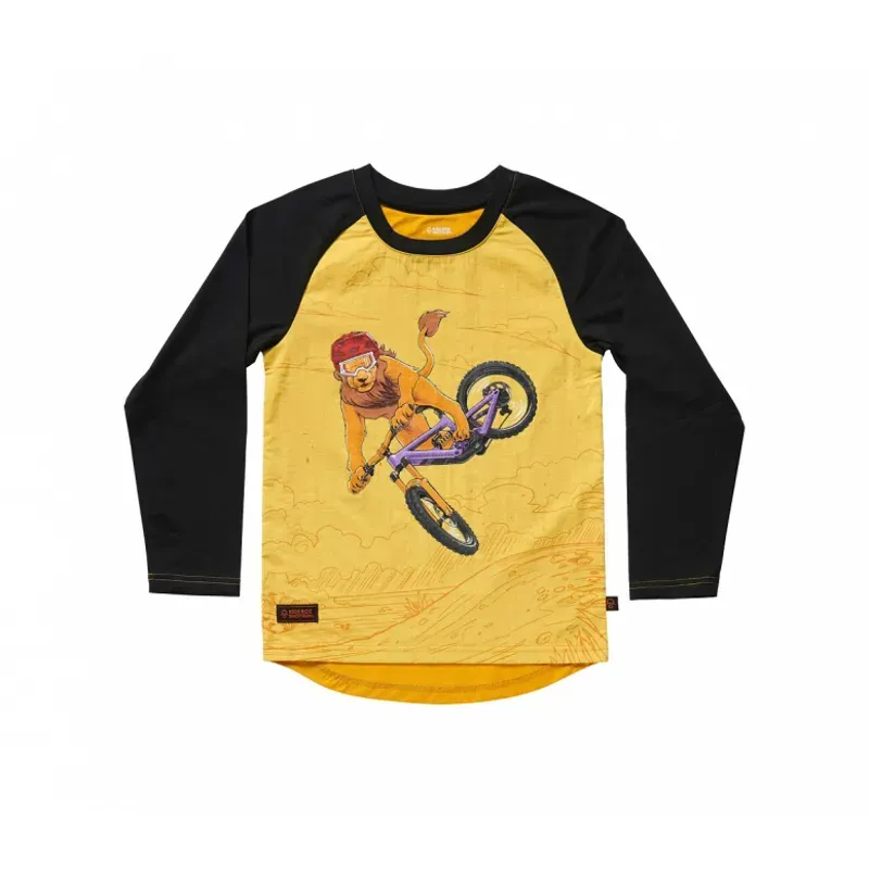 Kids Ride Shotgun Lion Windproof Kids Jersey in Yellow