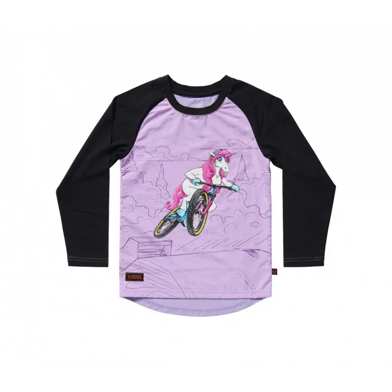 Kids Ride Shotgun Unicorn Windproof Kids Jersey in Pink/Black