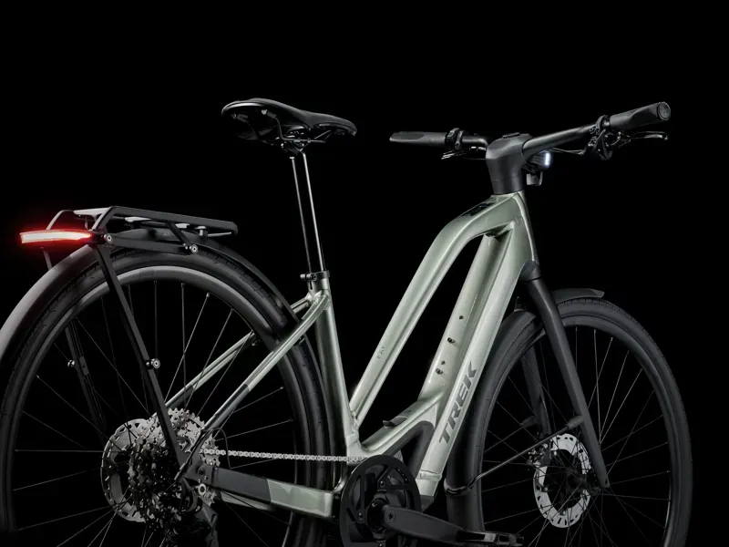 Trek FX+ 7 Midstep E-Hybrid Bike In Lichen Green Gloss-1
