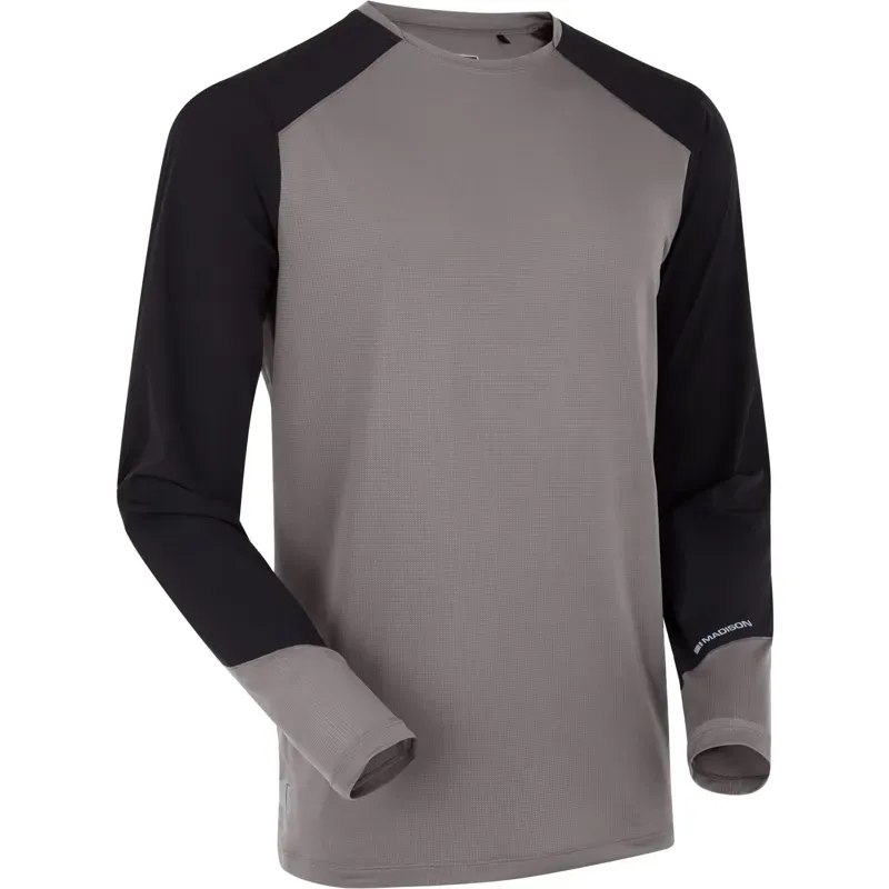 Madison Flux Long Sleeve Trail Jersey in Grey/Black-1