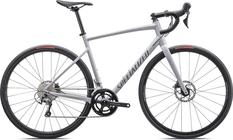 2023 Specialized Allez Sport E5 Disc Road Bike In Gloss Dove Grey/Cool Grey/Chameleon Lapis