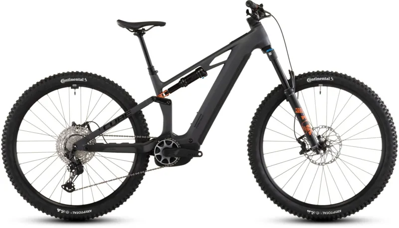 2026 Cube Stereo Hybrid One44 HPC SLX 800 E-MTB in Slab Grey/Orange