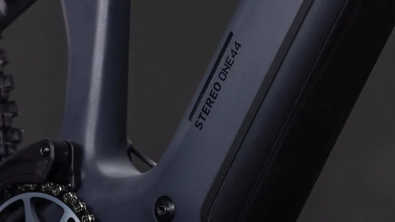 2026 Cube Stereo Hybrid One44 HPC SLX 800 E-MTB in Slab Grey/Orange-4