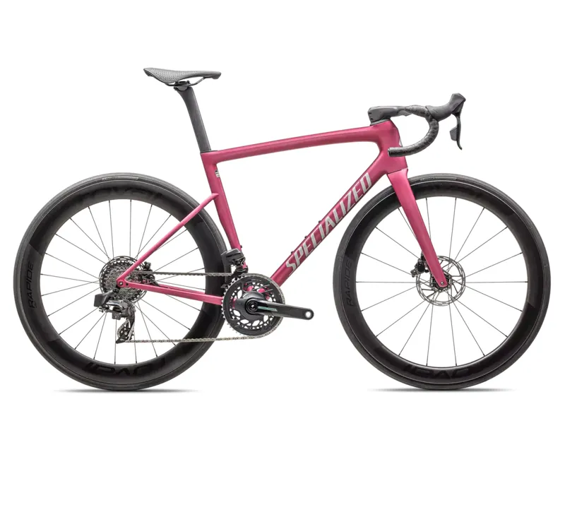 Specialized Tarmac SL8 Pro - SRAM Force eTap AXS Road Bike In  Satin Pink Tint Over Silver Dust/Silver Dust