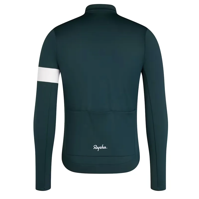 Rapha Men's Core Thermal Long Sleeve Jersey in Forest Green/White-1