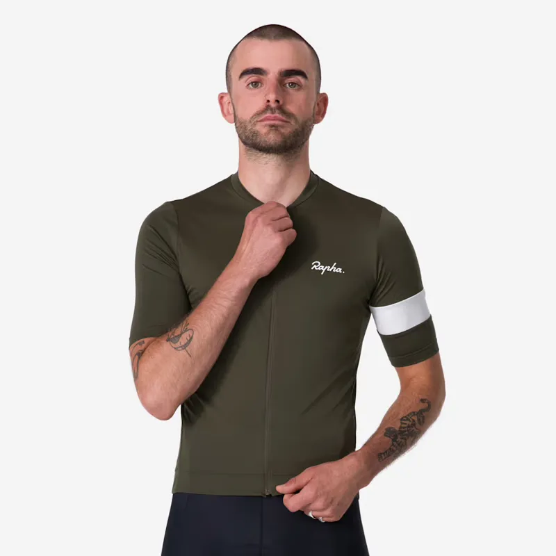 Rapha Men's Core Jersey Dark Green/White-2