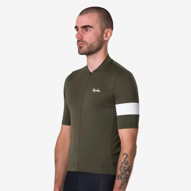 Rapha Men's Core Jersey Dark Green/White-3