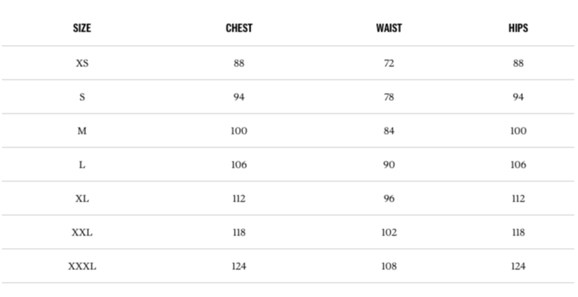 Rapha MEN'S CORE THERMAL LONG SLEEVE JERSEY Size Guide