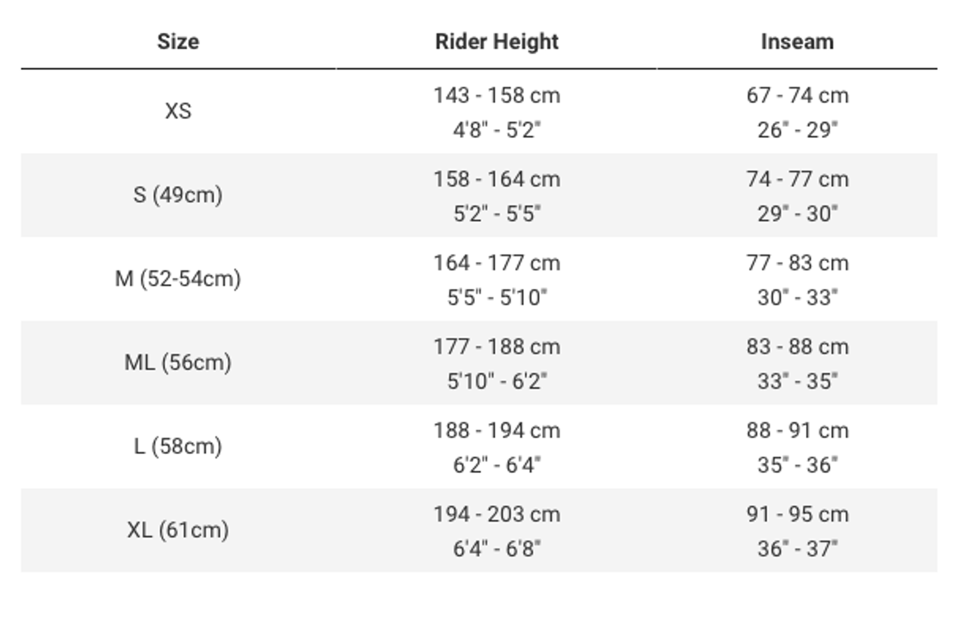 Trek Checkpoint+ 2026 Size Guides
