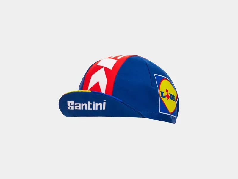 Santini Lidl-Trek Team Replica Cycling Cap in Dark Blue/Yellow-1