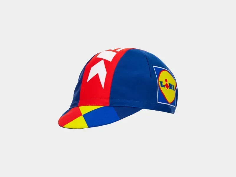 Santini Lidl-Trek Team Replica Cycling Cap in Dark Blue/Yellow
