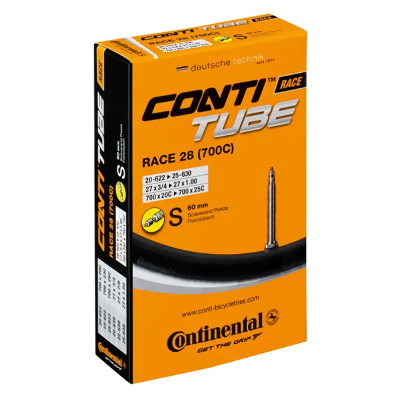 Continental Race Tube - Presta 80mm Valve: 700X20- 25C BLACK 700x20-25c